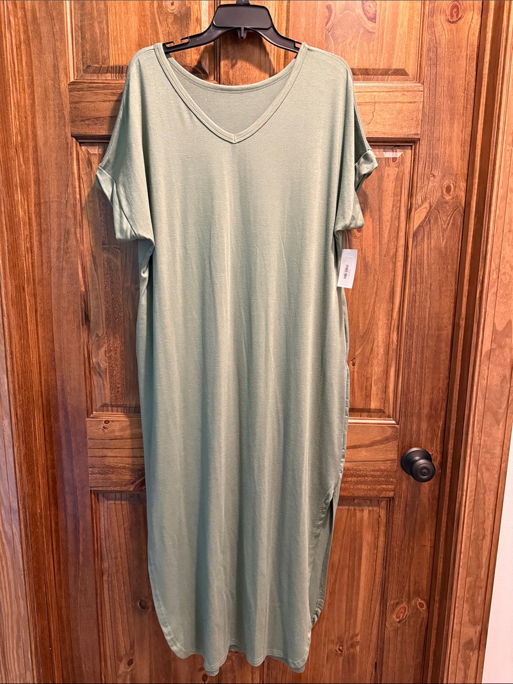 Sage Green V-Neck Maxi T-Shirt Boutique Dress